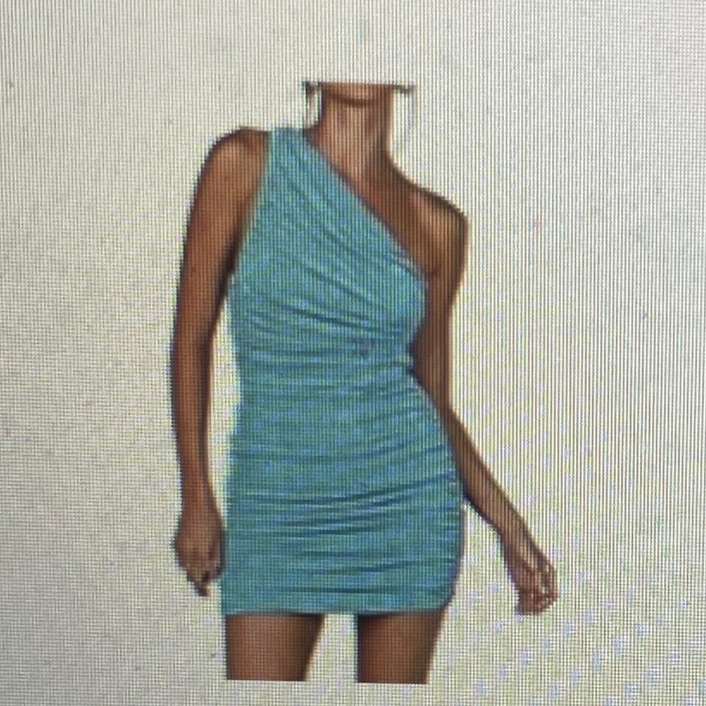 LYANER One Shoulder Ruched Sleeveless Bodycon Dress